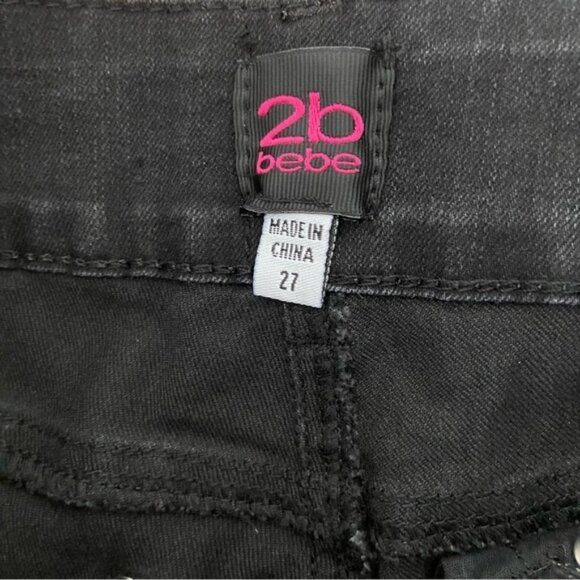 2B bebe black jeans lightweight skinny sequins embellishments skinny mid rise 27 - Picture 3 of 12